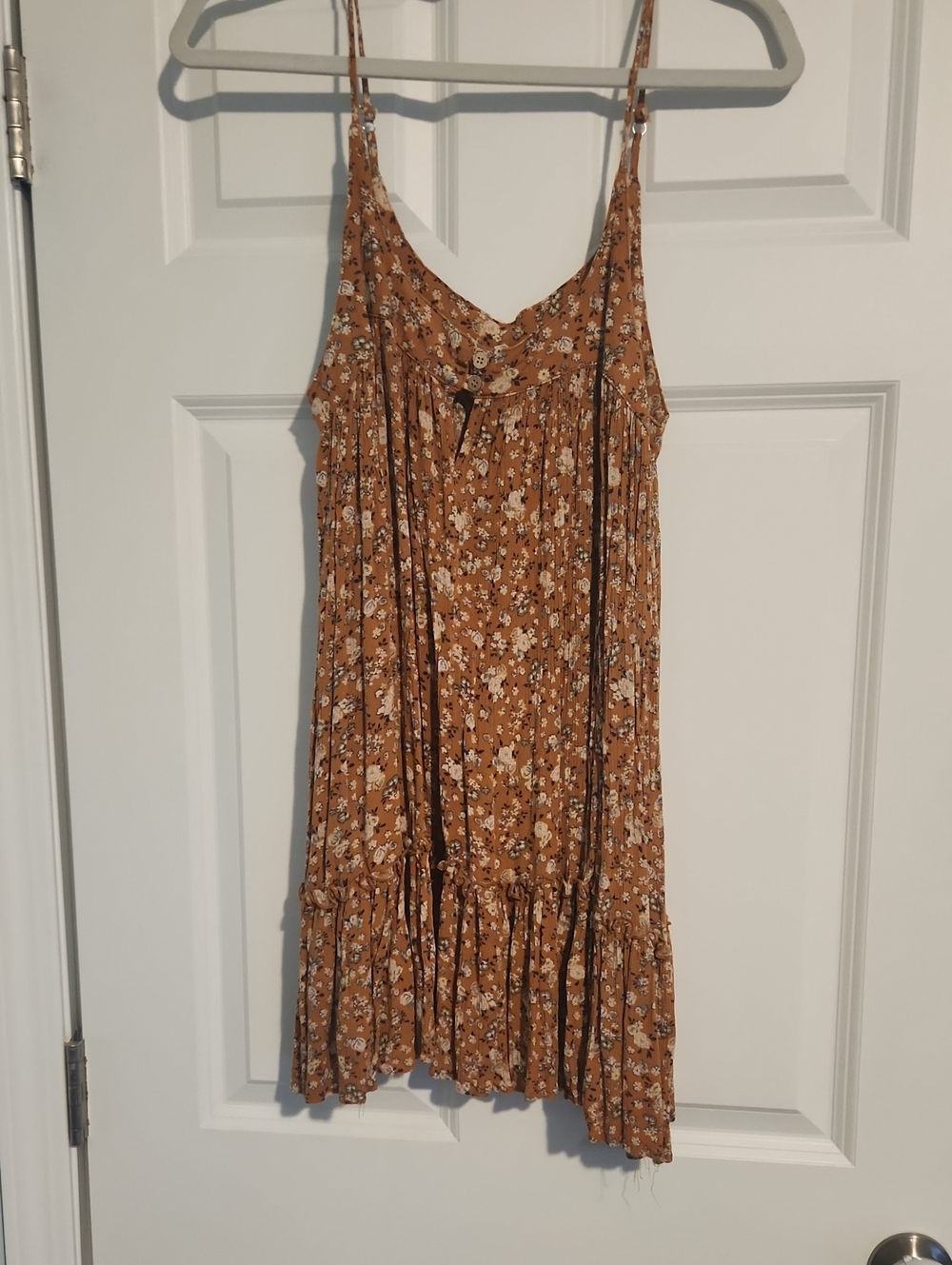 easel Rust Floral Spaghetti-Strap Mini Dress
